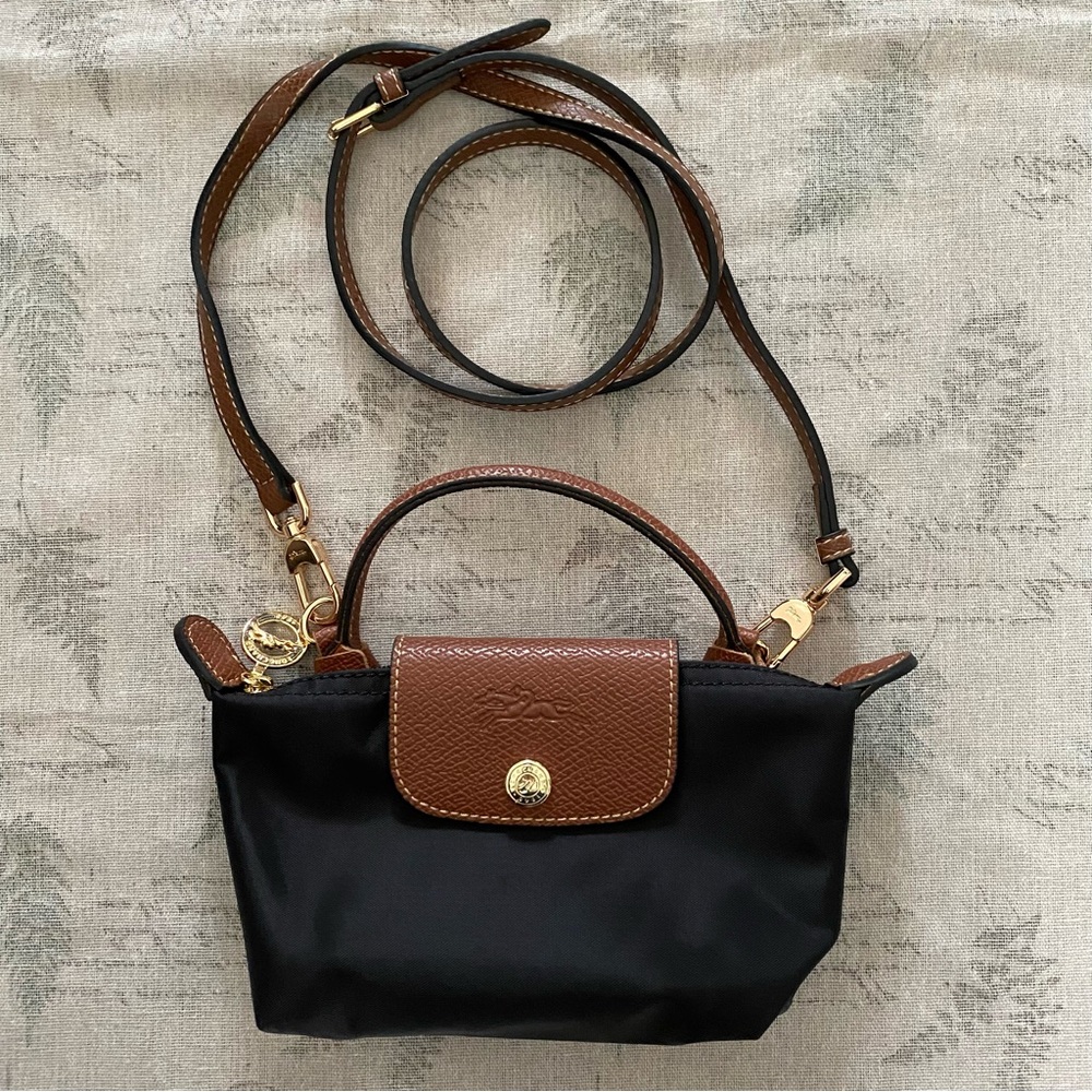 Longchamp Le Pliage Black Cosmetic Case Mini Crossbody Bags